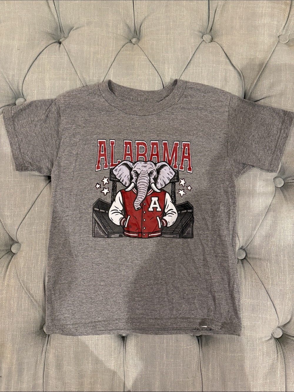 Alabama Gray Kids T-Shirt with Elephant Letterman Graphic